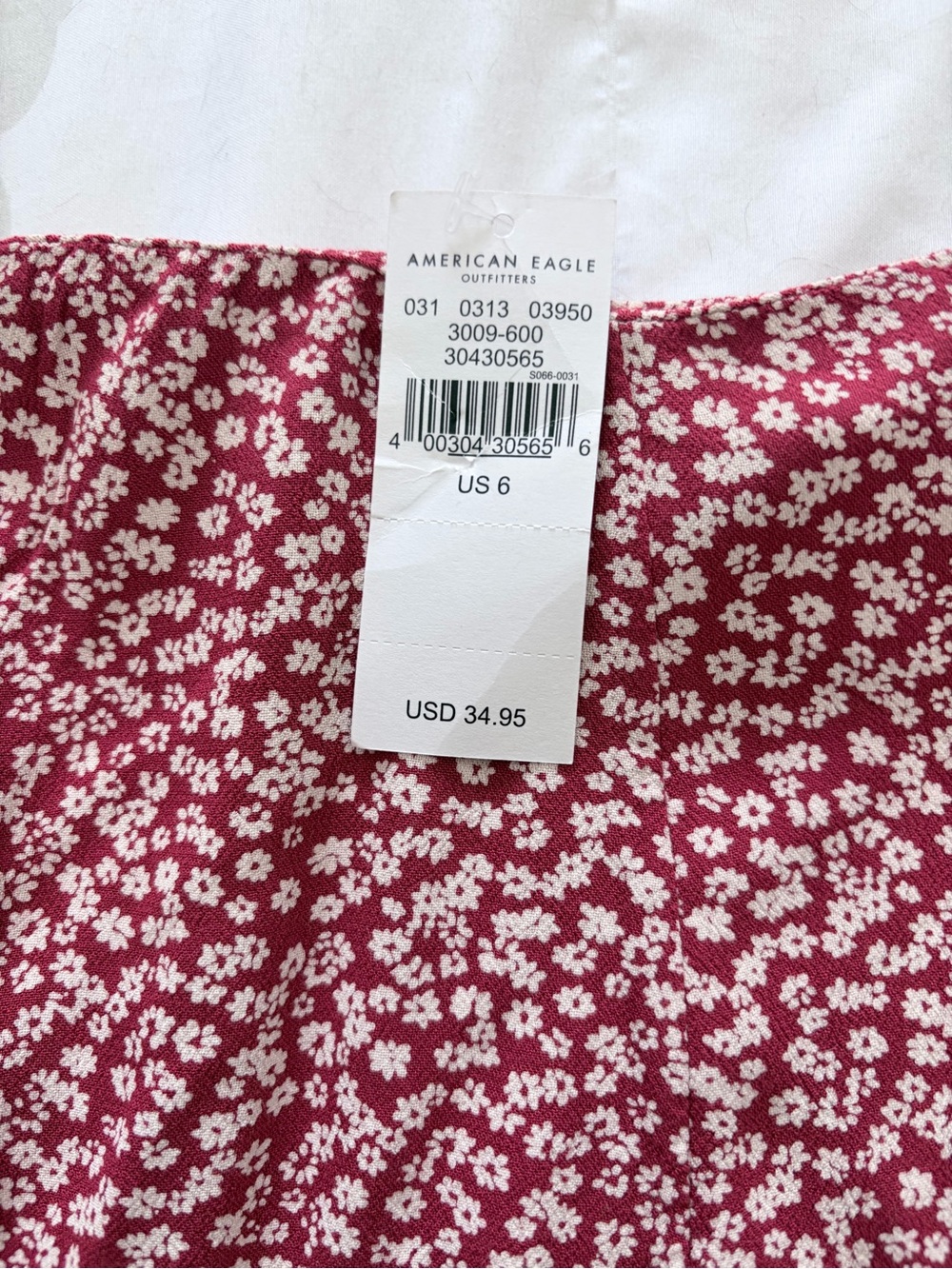 American Eagle Outfitters Red/Cream button down Floral Print Skirt